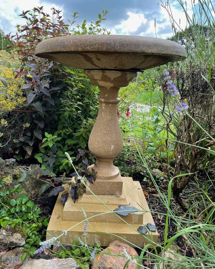 stone pedestal birdbath