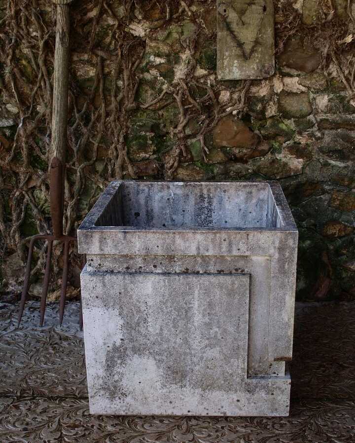 Solid Contemporary Cast Stone Square Planters