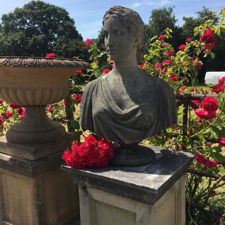 roman bust on pedestal