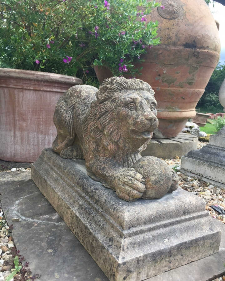 lion and ball statue